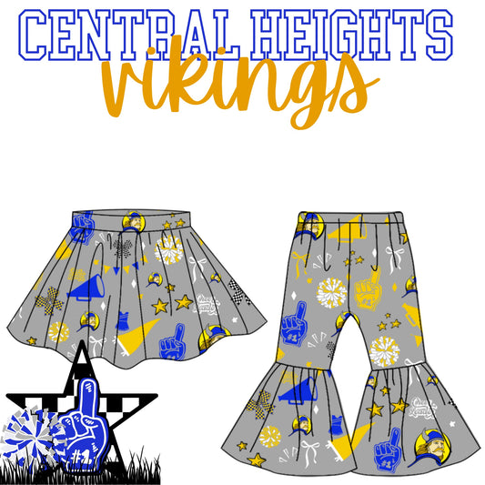 Preorder(moq 8 Each)Baby Girls Central Heights Vikings Grey Skorts and Pants Team