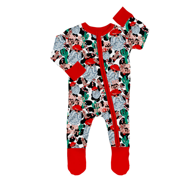 Christmas Santa Baby Boys Western Zip Rompers preorder(moq 5)