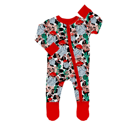 Christmas Santa Baby Boys Western Zip Rompers preorder(moq 5)