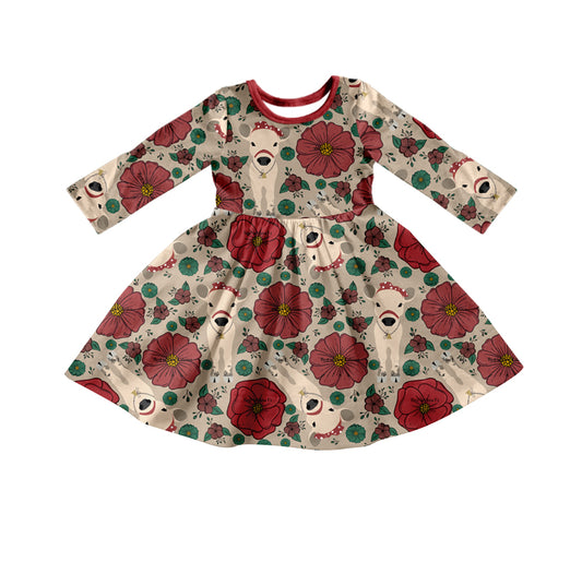 Baby Girls Christmas Ghot Flowers Ruffle Dresses preorder(moq 5)