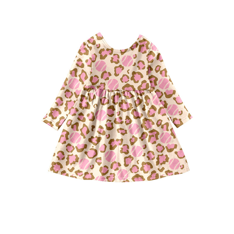 Baby Girls Leopard Baseball Pink Dresses preorder(moq 5)