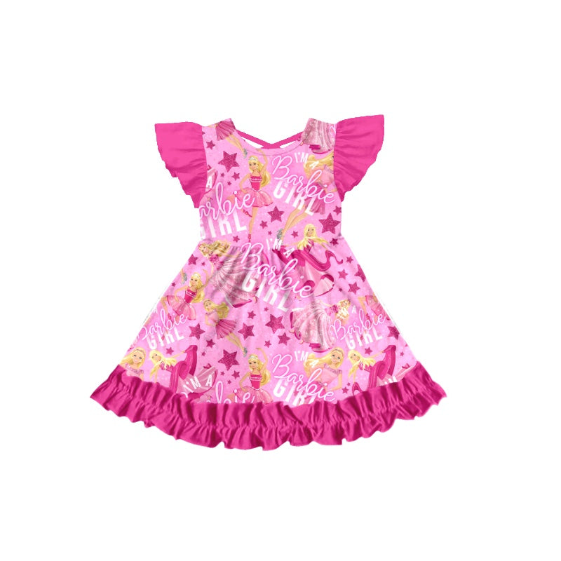 Baby Girls Flutter Sleeve Doll Pink Dresses preorder(moq 5)