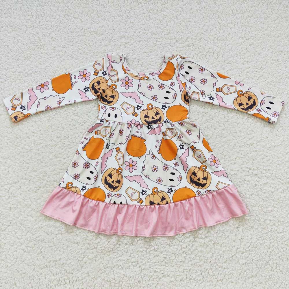 Baby Girls Halloween Ghost Ruffle Dresses