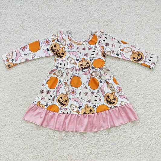 Baby Girls Halloween Ghost Ruffle Dresses