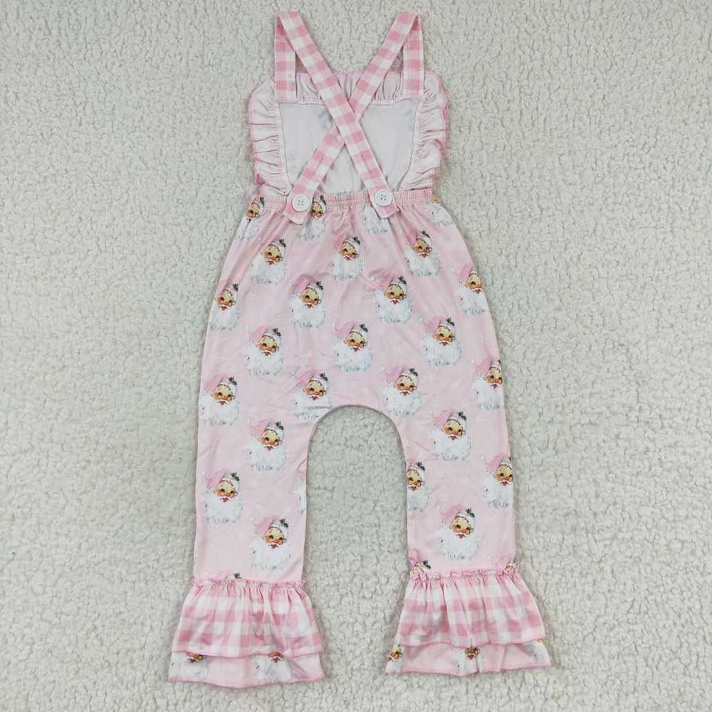 Baby girls Christmas pink santa jumpsuits