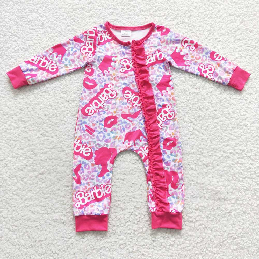 Baby Girls Doll Pink Zip Rompers