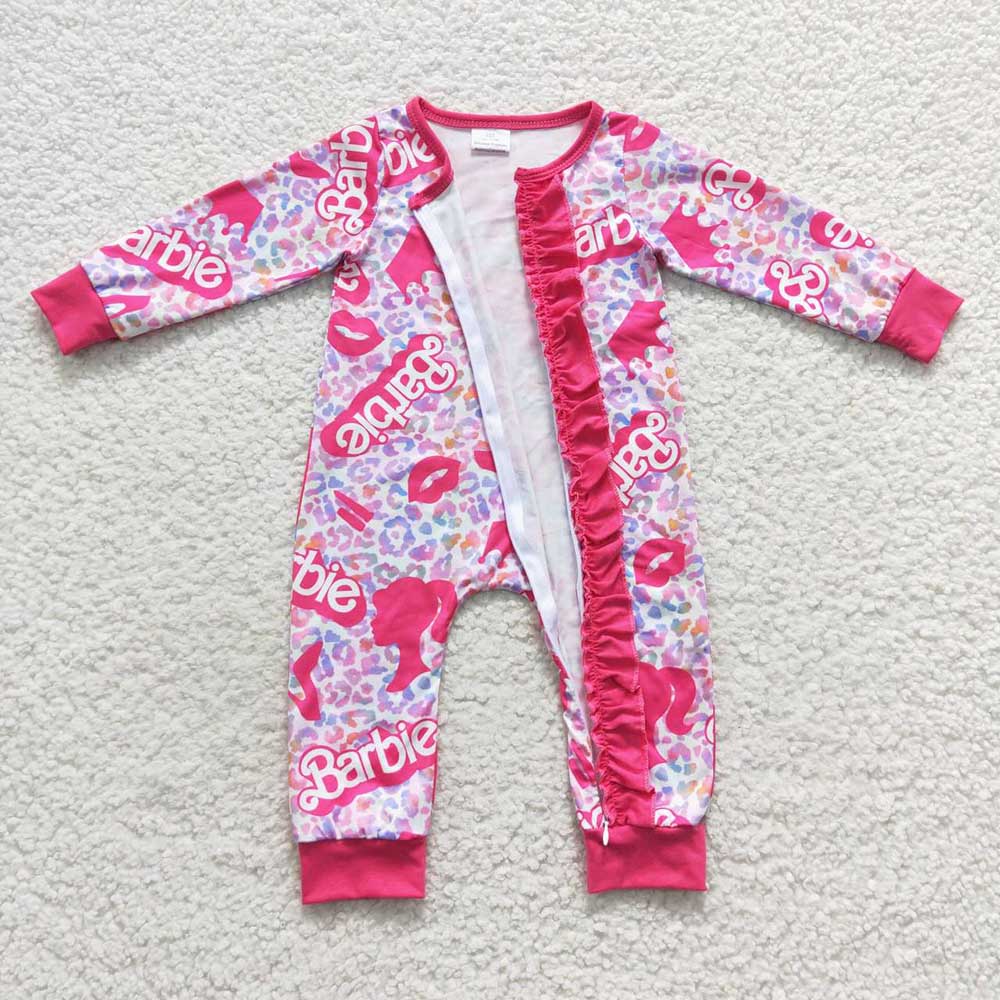 Baby Girls Doll Pink Zip Rompers