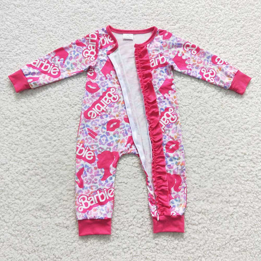 Baby Girls Doll Pink Zip Rompers