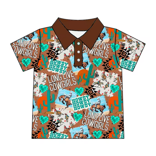 Baby Boys Howdy Western Short Sleeve Buttons Top Shirt Preorder(moq 5)