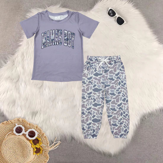 Baby Mama's Boy Top Pocket Camouflage Pants Outfits Sets