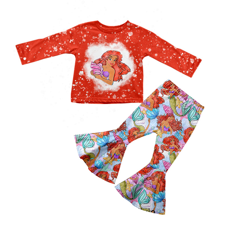 Baby Girls Red Mermaid Top Bell Pants Clothes Sets preorder(moq 5)