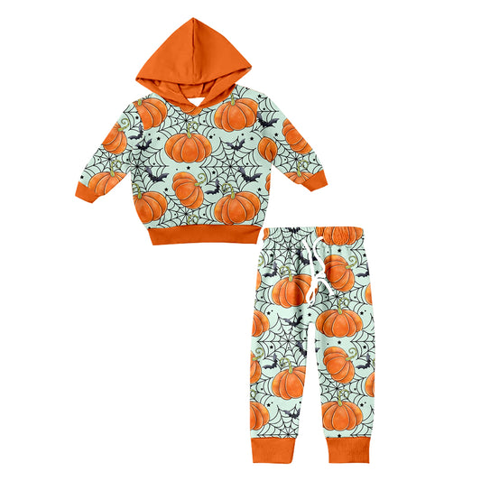 Baby Boys Hoodie Orange Web Top Pants Clothes Sets preorder(moq 5)