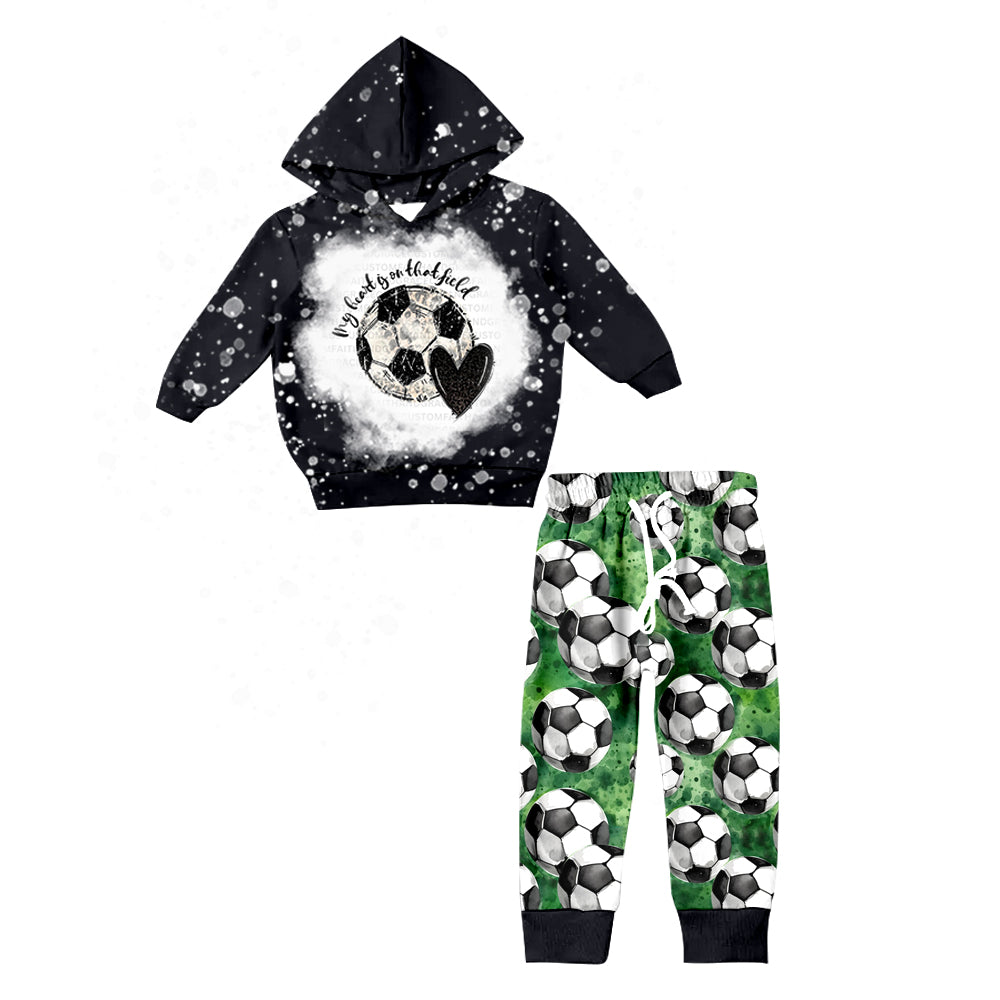 Baby Boys Hoodie Black Football Top Pants Clothes Sets preorder(moq 5)