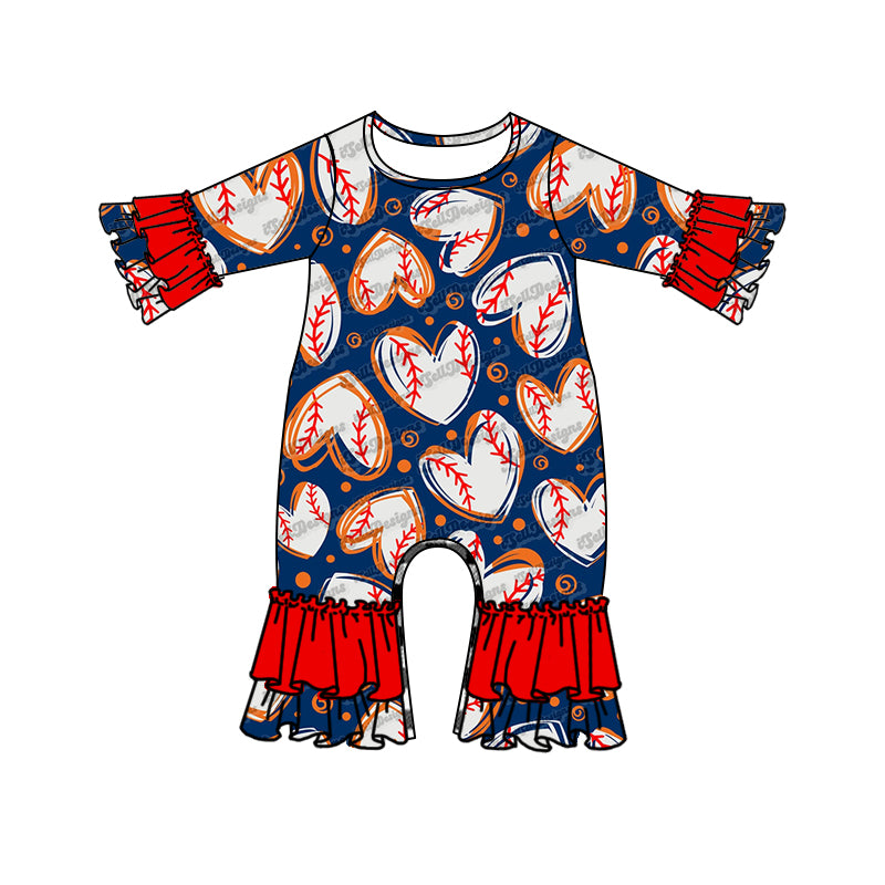 Baby Girls Baseball Ruffle Rompers preorder(moq 5)