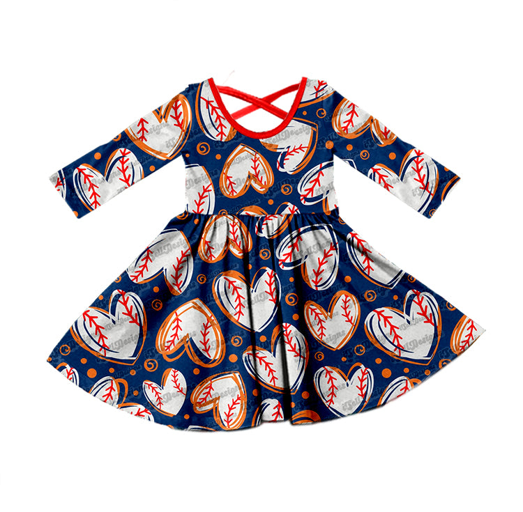 Baby Girls Navy Baseball Twirl Dresses preorder(moq 5)