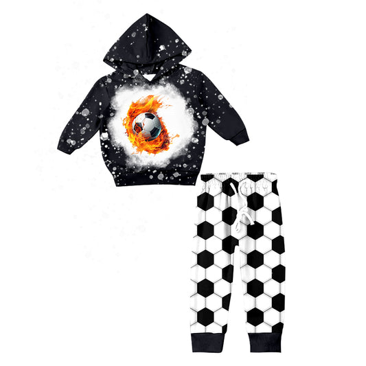 Baby Boys Black Football Hoodie Top Pants Clothes Sets preorder(moq 5)