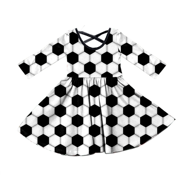 Baby Girls Football Black White Twirl Dresses preorder(moq 5)