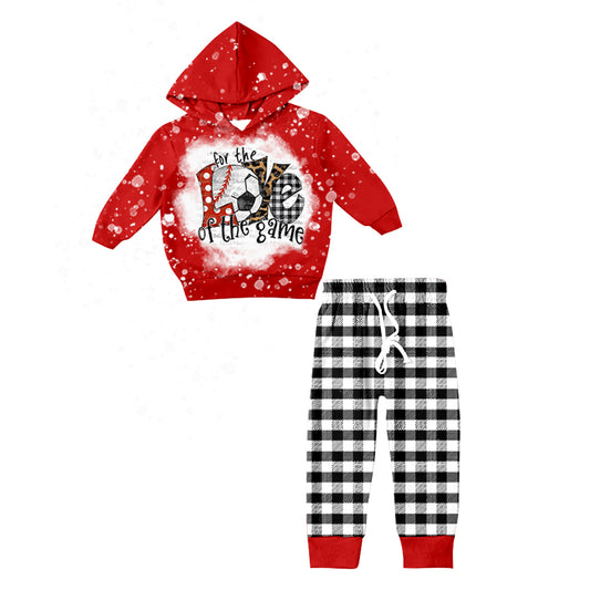 Baby Girls Red Football Hoodie Top Pants Clothes Sets preorder(moq 5)