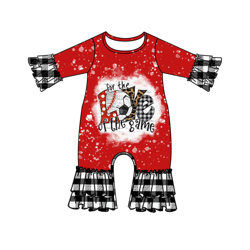 Baby Girls Red Football Ruffle Rompers preorder(moq 5)