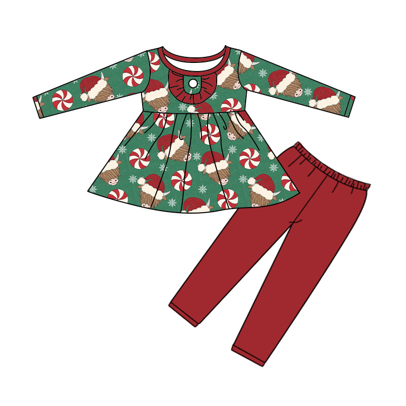 Baby Girls Christmas Cow Hats Legging Clothes Sets preorder(moq 5)