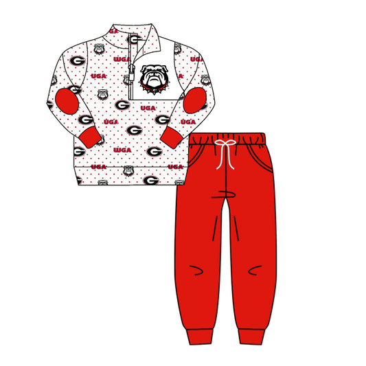 Baby Boys Red Dog Football Top Pants Clothes Sets preorder(moq 5)