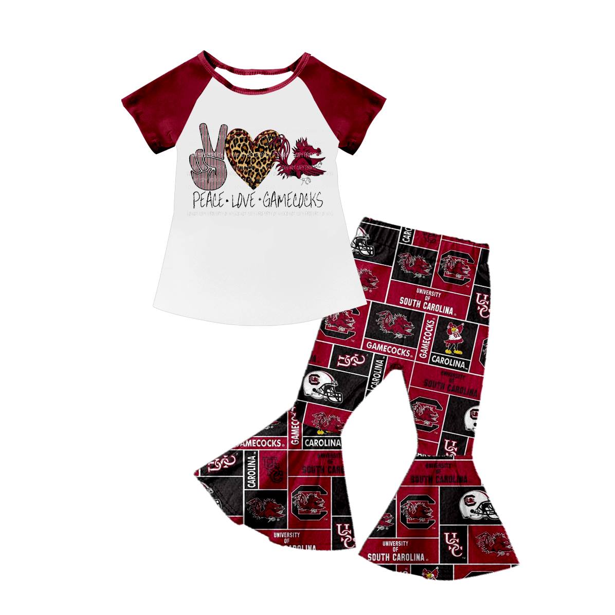 Baby Girls Team Red Shirt Bell Pants Clothes Sets preorder(moq 5)