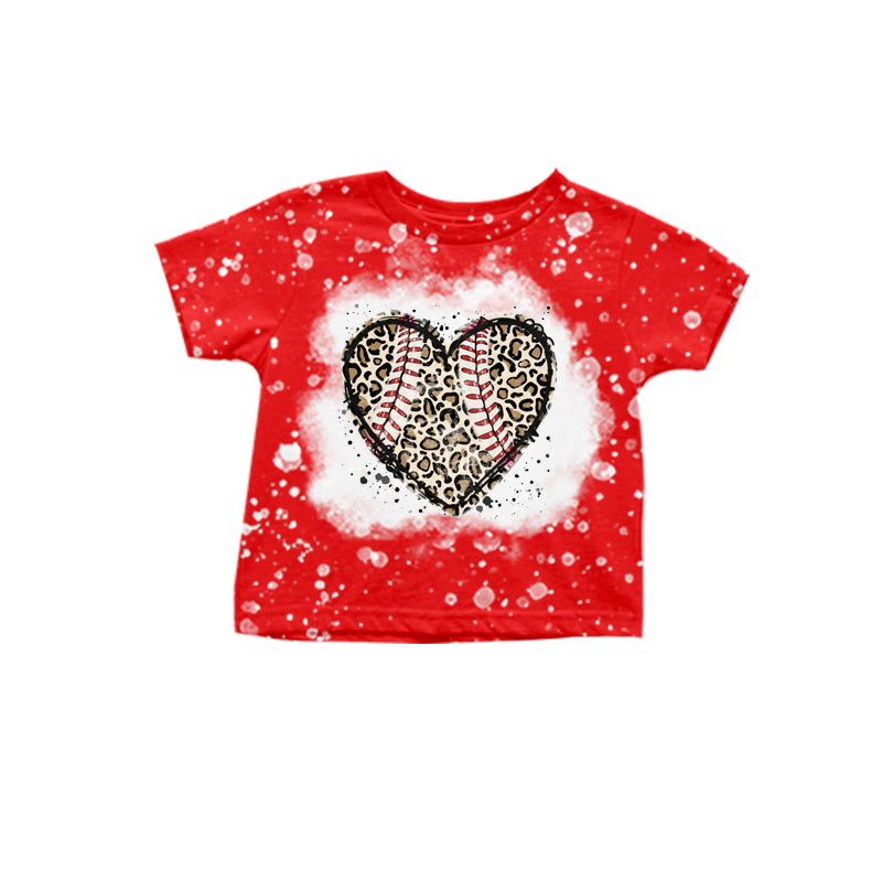 Baby Girls Red Heart Baseball Short Sleeve Shirt preorder(moq 5)