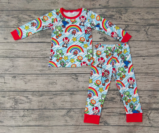 Baby Boys Rainbow Cartoon Long Sleeve Pajamas Clothes Sets