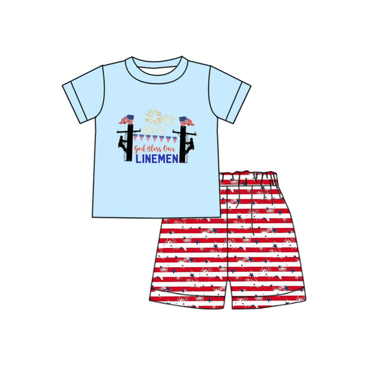 Baby Boys Short Sleeve Linemen Top Shorts Clothes Sets preorder (moq 5)