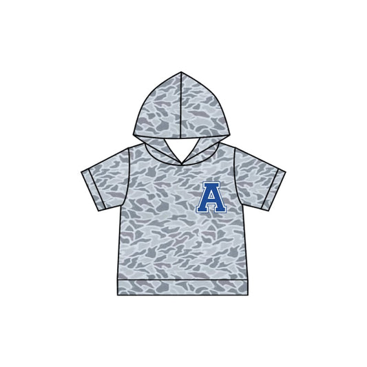 Preorder (moq 5)Baby Boys Short Sleeve Grey Camo A Team Hoodies Top