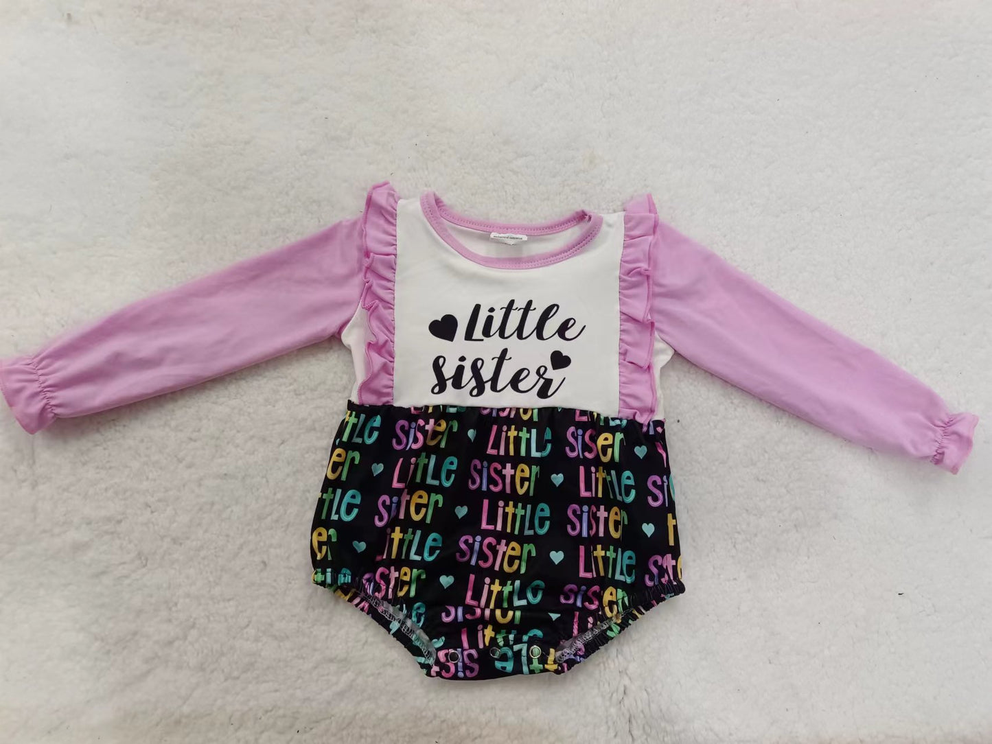 Baby Girls Little Sister Long Sleeve Rompers preorder(moq 5)