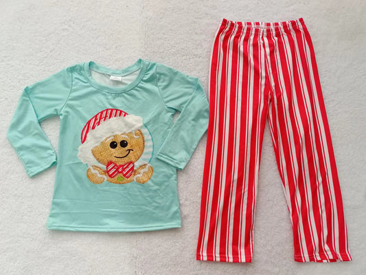 Baby Boys Christmas Blue Gingerbread Top Pants Sets preorder(moq 5)