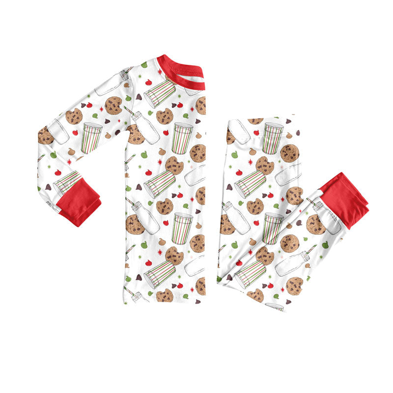 Preorder (moq 20)Baby Girls Bamboo Milk Cookies Candy Christmas Pajamas Sets