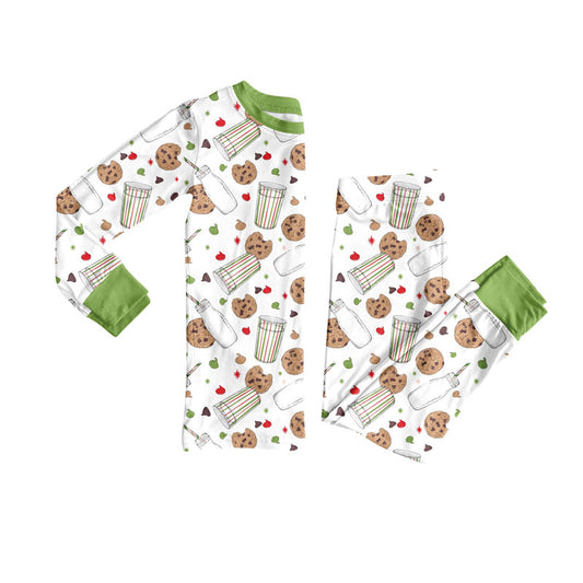 Preorder (moq 20)Baby Boys Bamboo Milk Cookies Candy Christmas Pajamas Sets