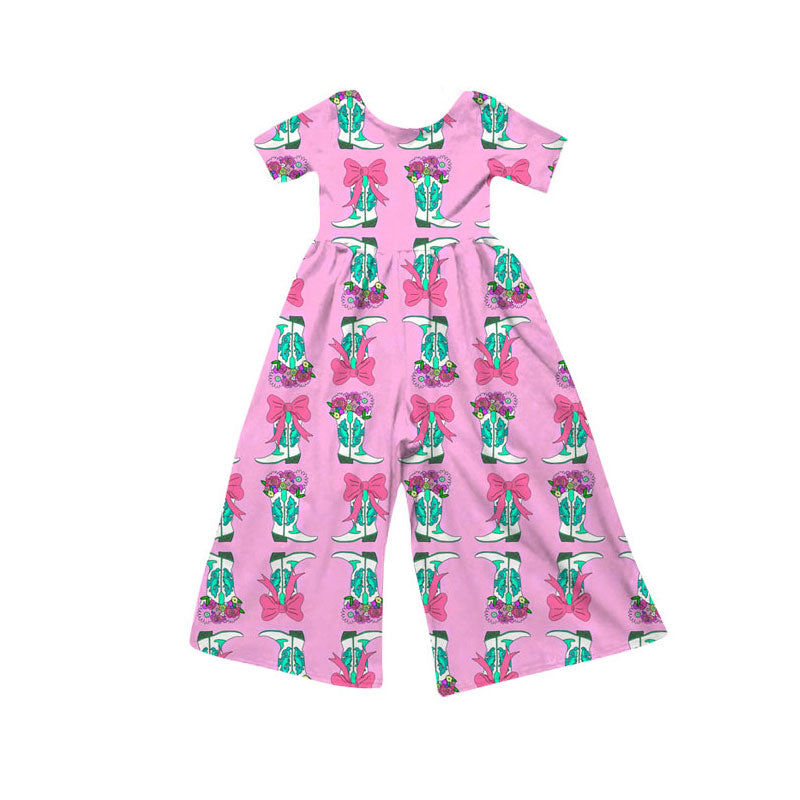 Preorder(moq 8)Baby Girls Bows Flowers Boots Stripe Pant Jumpsuits