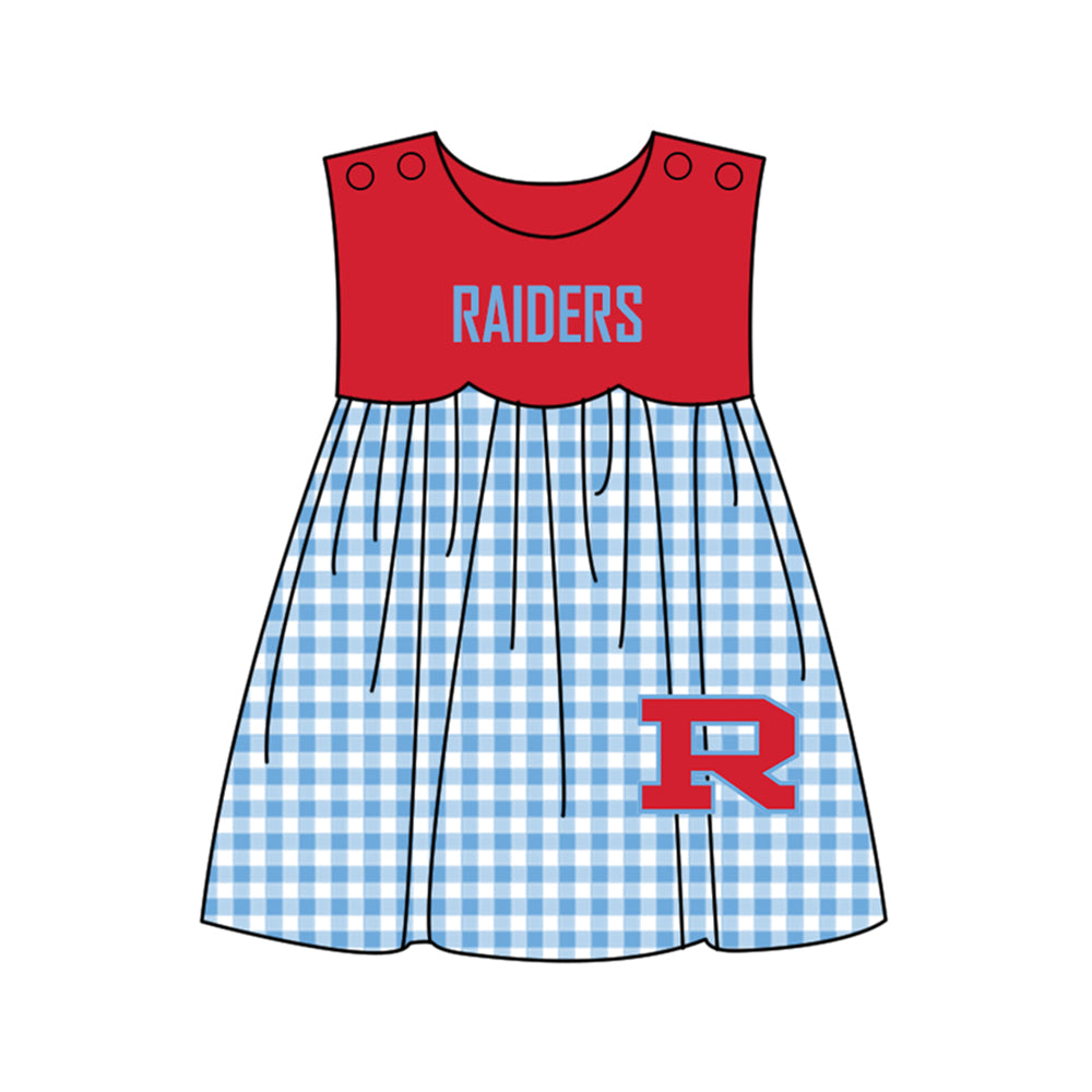 Preorder moq 5 Baby Girls Sleeveless Raiders Team Knee Length Dresses