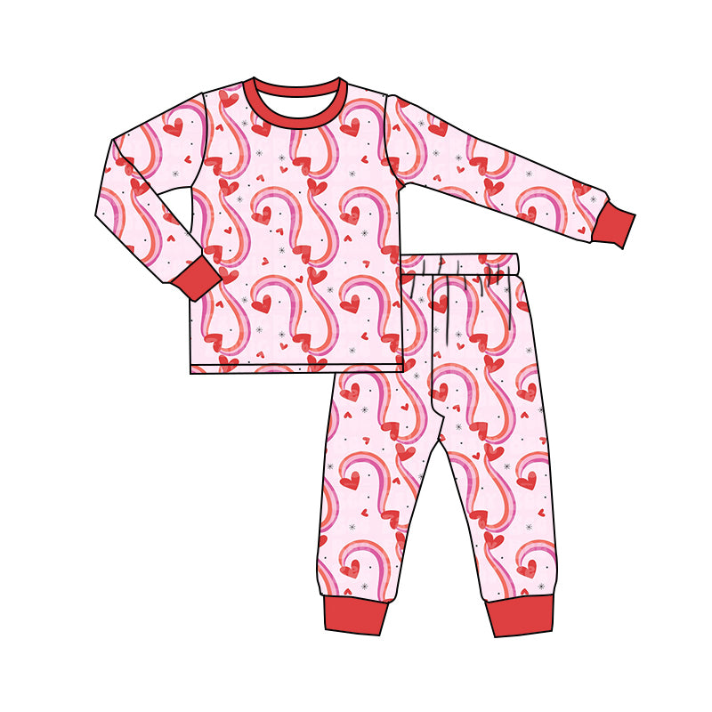 Baby Girls Valentines Red Heart Long Sleeve Top Pants Pajamas Sets preorder(MOQ 5)