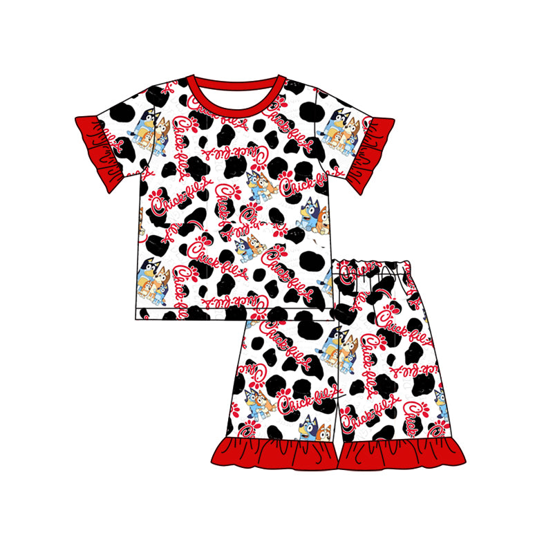 Baby Girls Dogs Red Chips Family Shirts Shorts Pajamas Clothes Sets preorder(moq 5)