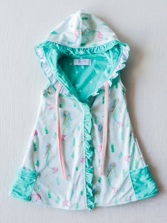 Baby Girls milk silk one layer Mermaid Hooded Swim Cover up Preorder (moq 5)