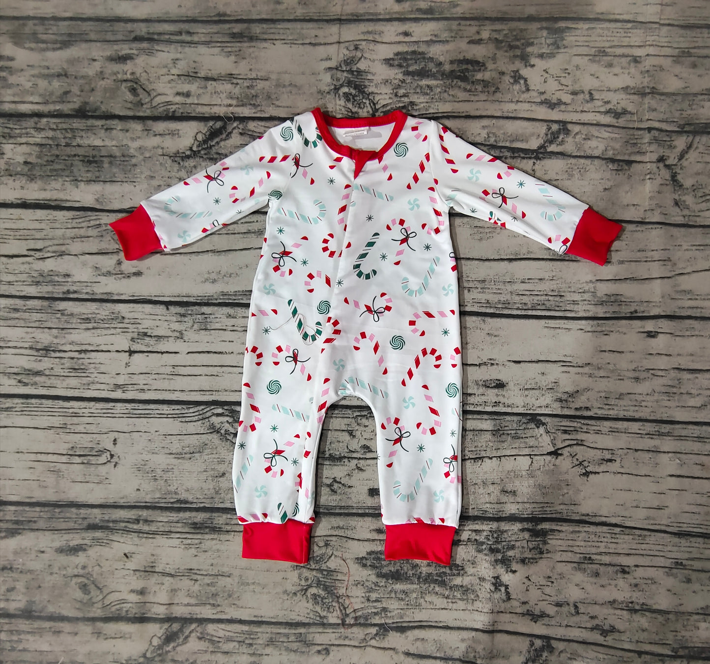 Baby Boys Candy Cane Christmas Rompers