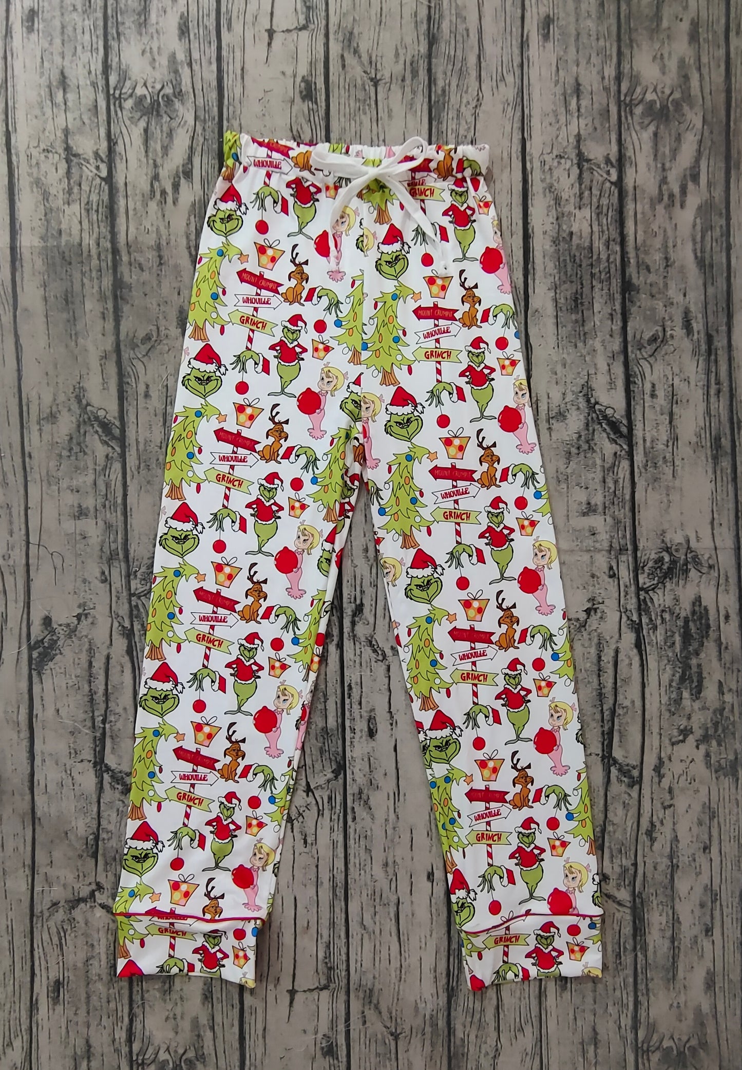 Adult Women Christmas Green Face String Pants Pajamas