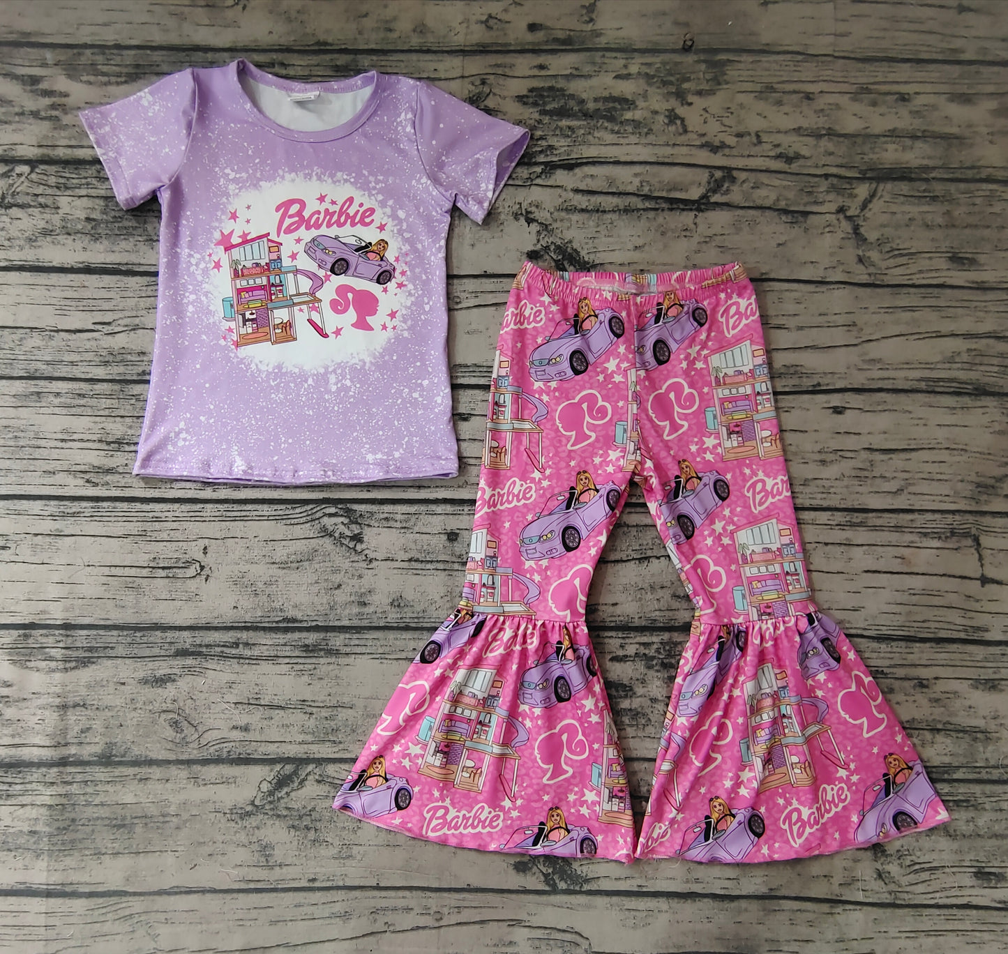 Baby Girls Purple Doll Shirt Bell Pants Clothes Sets