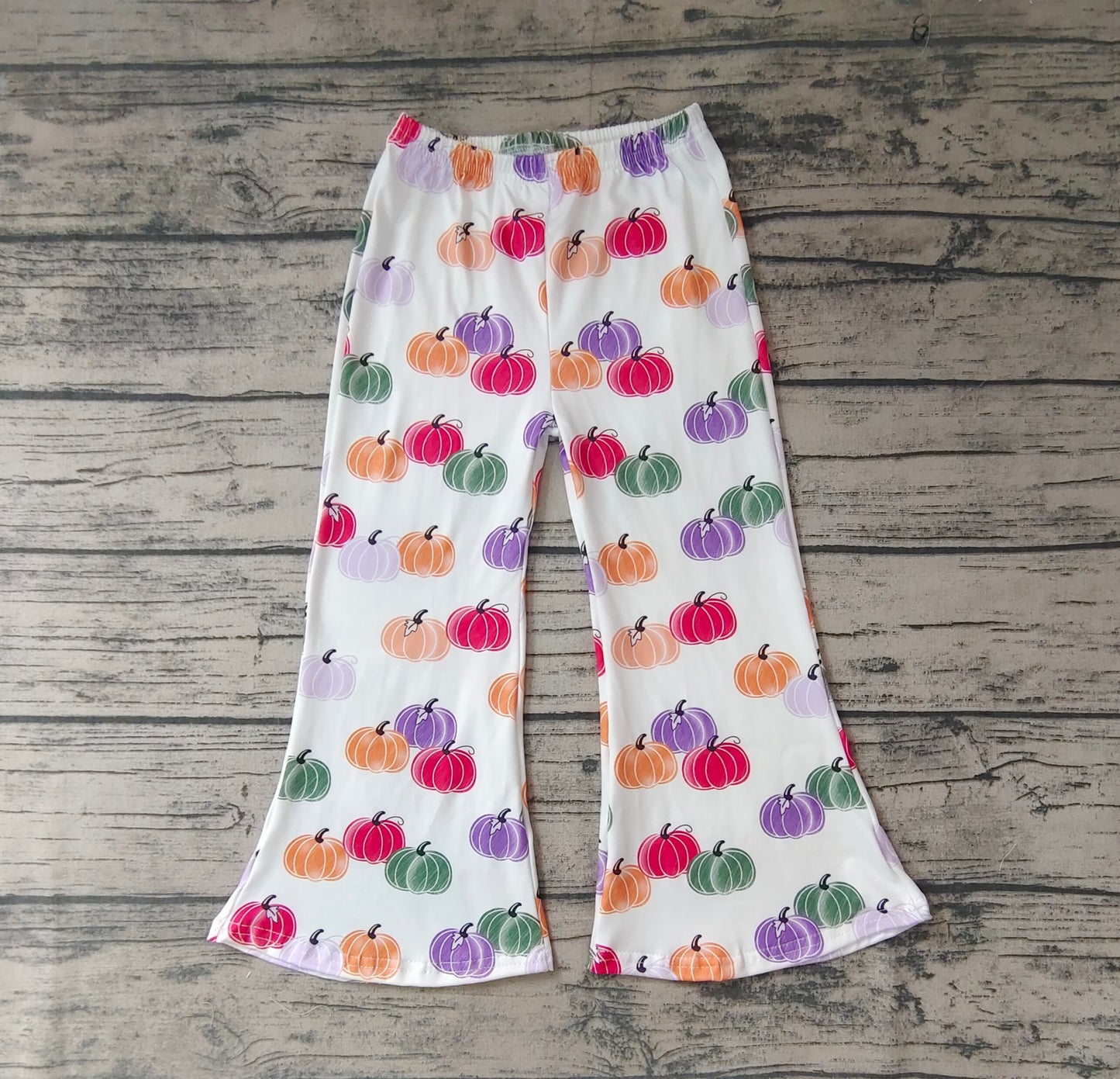 Baby Girls White Colorful Pumpkin Bell Bottom Pants