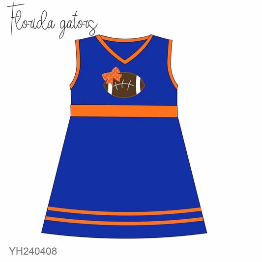 Preorder moq 5 Baby Girls Florida Gators Team Sleeveless Knee Length Dresses