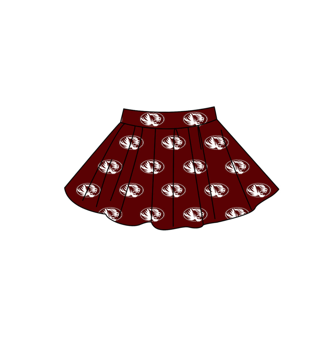 Preorder moq 5 Adult Women Maroon Silsbee Tigers Team Skirt Shorts Bottom