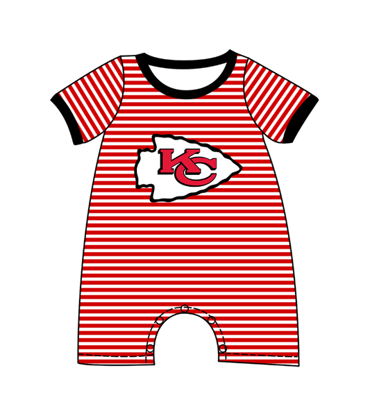 preorder(moq 5) Baby Boys Short Sleeve Red Stripe KC Team Rompers