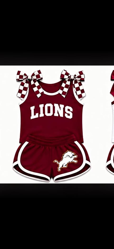 Preorder (moq 5)Baby Girls Lion Wine Team Bows Shirts Shorts Clothes Sets