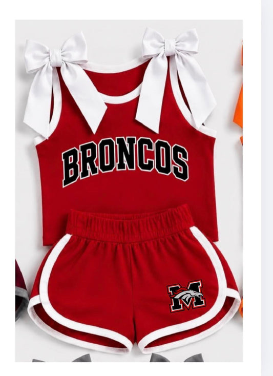 Preorder (moq 5)Baby Girls Broncos Bows Shirts Shorts Clothes Sets