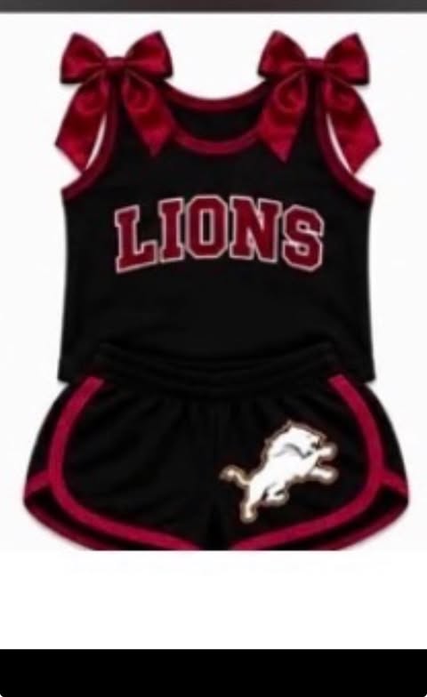 Preorder (moq 5)Baby Girls Lions Bows Black Shirts Shorts Clothes Sets