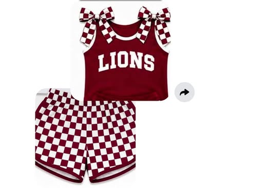 Preorder (moq 5)Baby Girls Lions Team Bows Checkered Shirts Shorts Clothes Sets